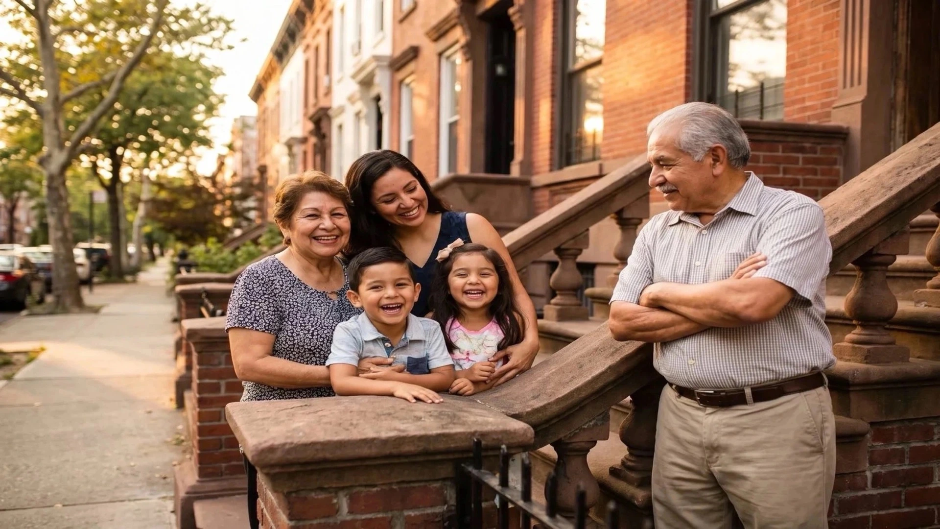 Family on a Queens stoop